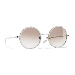 Chanel Sunglasses & Eyewear-- Round Sunglasses - Silver Beige - Eyewear - Avvenice