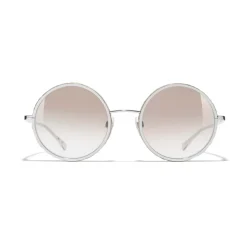 Chanel Sunglasses & Eyewear-- Round Sunglasses - Silver Beige - Eyewear - Avvenice