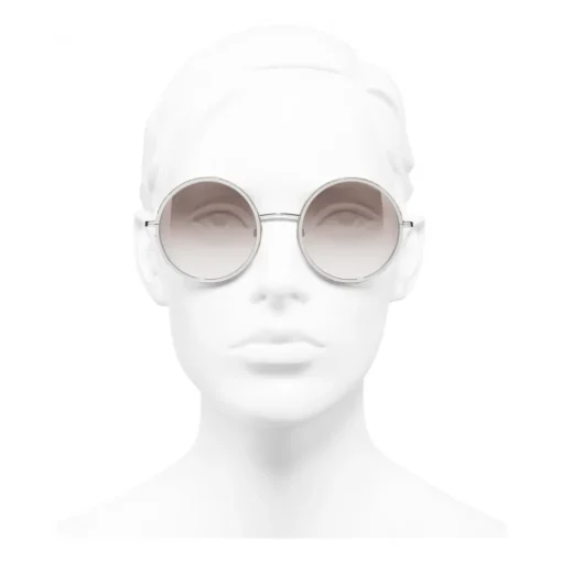 Chanel Sunglasses & Eyewear-- Round Sunglasses - Silver Beige - Eyewear - Avvenice