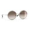 Chanel Sunglasses & Eyewear-- Round Sunglasses - Gold Light Brown - Eyewear - Avvenice