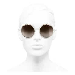 Chanel Sunglasses & Eyewear-- Round Sunglasses - Gold Light Brown - Eyewear - Avvenice