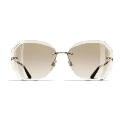 Chanel Sunglasses & Eyewear-- Round Sunglasses - Gold Beige - Eyewear - Avvenice