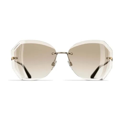 Chanel Sunglasses & Eyewear-- Round Sunglasses - Gold Beige - Eyewear - Avvenice
