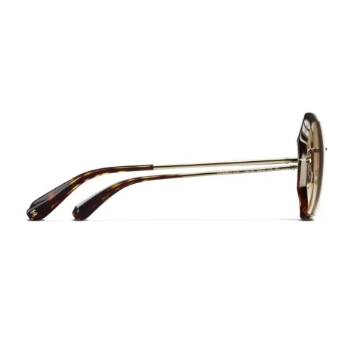 Chanel Sunglasses & Eyewear-- Round Sunglasses - Gold Beige - Eyewear - Avvenice