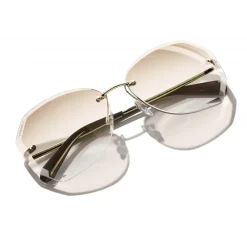 Chanel Sunglasses & Eyewear-- Round Sunglasses - Gold Beige - Eyewear - Avvenice