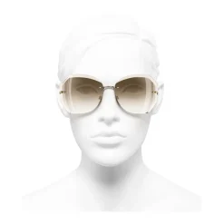 Chanel Sunglasses & Eyewear-- Round Sunglasses - Gold Beige - Eyewear - Avvenice