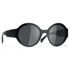 Chanel Sunglasses & Eyewear-- Round Sunglasses - Dark Blue Gray - Eyewear - Avvenice