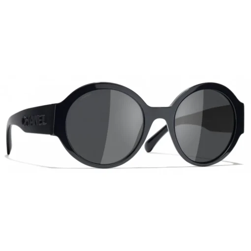 Chanel Sunglasses & Eyewear-- Round Sunglasses - Dark Blue Gray - Eyewear - Avvenice
