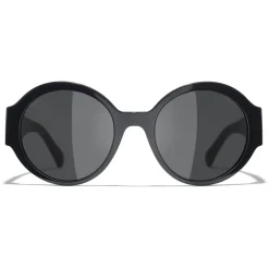 Chanel Sunglasses & Eyewear-- Round Sunglasses - Dark Blue Gray - Eyewear - Avvenice