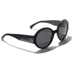 Chanel Sunglasses & Eyewear-- Round Sunglasses - Dark Blue Gray - Eyewear - Avvenice