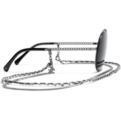 Chanel Sunglasses & Eyewear-- Round Sunglasses - Silver Dark Gray - Eyewear - Avvenice