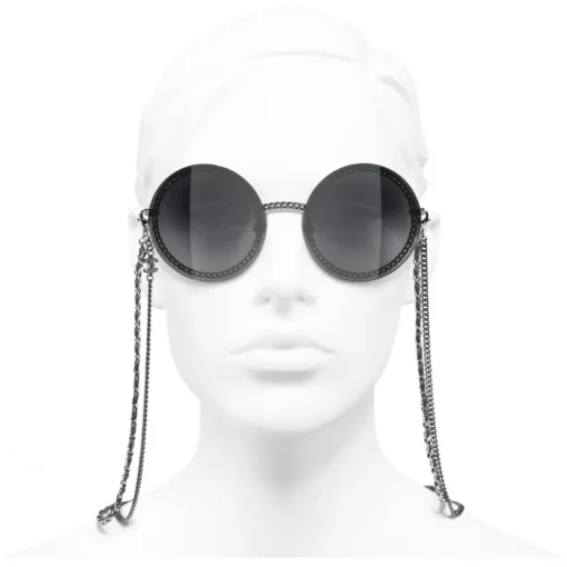 Chanel Sunglasses & Eyewear-- Round Sunglasses - Silver Dark Gray - Eyewear - Avvenice