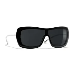 Chanel Sunglasses & Eyewear-- Shield Sunglasses - Black Gray - Eyewear - Avvenice