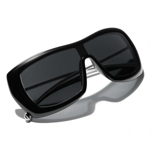 Chanel Sunglasses & Eyewear-- Shield Sunglasses - Black Gray - Eyewear - Avvenice