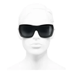 Chanel Sunglasses & Eyewear-- Shield Sunglasses - Black Gray - Eyewear - Avvenice