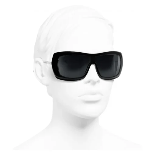 Chanel Sunglasses & Eyewear-- Shield Sunglasses - Black Gray - Eyewear - Avvenice