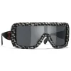 Chanel Sunglasses & Eyewear-- Shield Sunglasses - Black White Gray - Eyewear - Avvenice