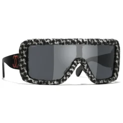Chanel Sunglasses & Eyewear-- Shield Sunglasses - Black White Gray - Eyewear - Avvenice