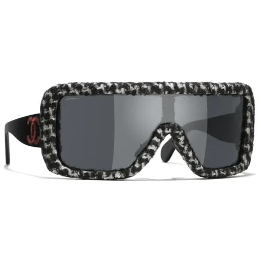 Chanel Sunglasses & Eyewear-- Shield Sunglasses - Black White Gray - Eyewear - Avvenice