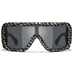 Chanel Sunglasses & Eyewear-- Shield Sunglasses - Black White Gray - Eyewear - Avvenice