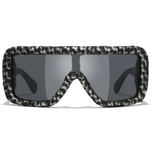 Chanel Sunglasses & Eyewear-- Shield Sunglasses - Black White Gray - Eyewear - Avvenice