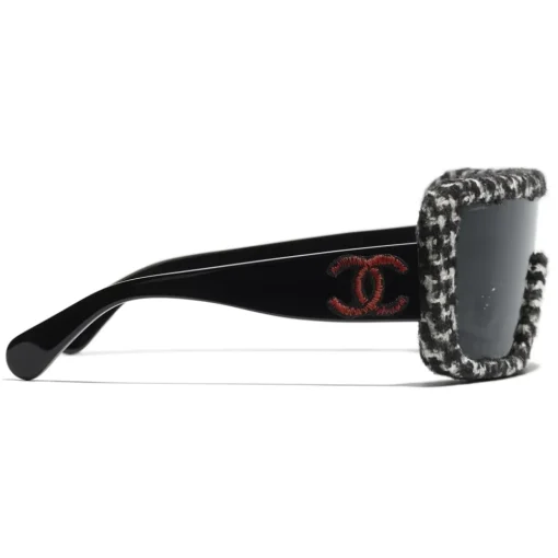 Chanel Sunglasses & Eyewear-- Shield Sunglasses - Black White Gray - Eyewear - Avvenice