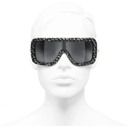 Chanel Sunglasses & Eyewear-- Shield Sunglasses - Black White Gray - Eyewear - Avvenice