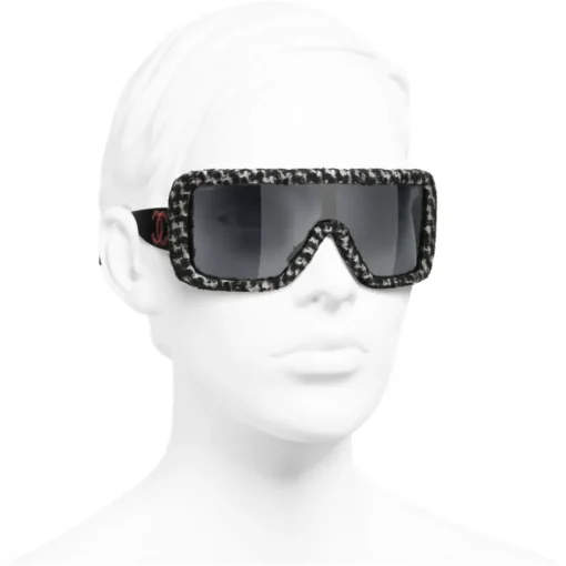 Chanel Sunglasses & Eyewear-- Shield Sunglasses - Black White Gray - Eyewear - Avvenice