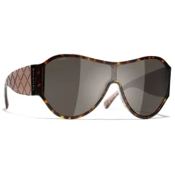 Chanel Sunglasses & Eyewear-- Shield Sunglasses - Dark Tortoise Brown - Eyewear - Avvenice