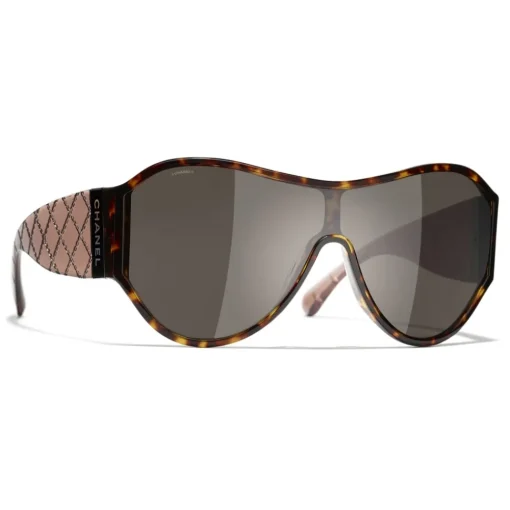 Chanel Sunglasses & Eyewear-- Shield Sunglasses - Dark Tortoise Brown - Eyewear - Avvenice