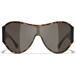 Chanel Sunglasses & Eyewear-- Shield Sunglasses - Dark Tortoise Brown - Eyewear - Avvenice