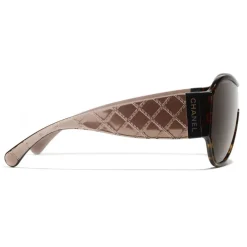 Chanel Sunglasses & Eyewear-- Shield Sunglasses - Dark Tortoise Brown - Eyewear - Avvenice