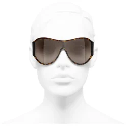 Chanel Sunglasses & Eyewear-- Shield Sunglasses - Dark Tortoise Brown - Eyewear - Avvenice