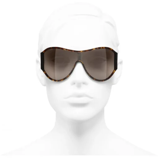 Chanel Sunglasses & Eyewear-- Shield Sunglasses - Dark Tortoise Brown - Eyewear - Avvenice