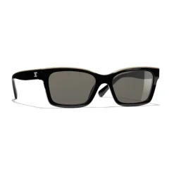 Chanel Sunglasses & Eyewear-- Square Sunglasses - Black Beige Brown - Eyewear - Avvenice