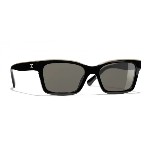 Chanel Sunglasses & Eyewear-- Square Sunglasses - Black Beige Brown - Eyewear - Avvenice