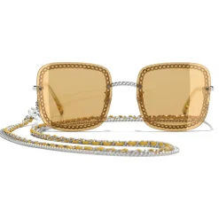 Chanel Sunglasses & Eyewear-- Square Sunglasses - Silver Yellow - Eyewear - Avvenice