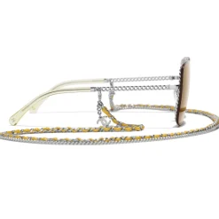 Chanel Sunglasses & Eyewear-- Square Sunglasses - Silver Yellow - Eyewear - Avvenice