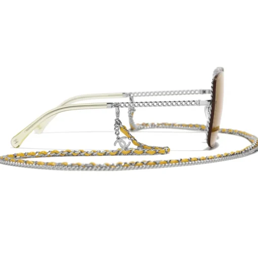 Chanel Sunglasses & Eyewear-- Square Sunglasses - Silver Yellow - Eyewear - Avvenice
