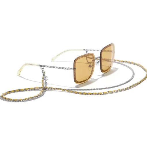 Chanel Sunglasses & Eyewear-- Square Sunglasses - Silver Yellow - Eyewear - Avvenice