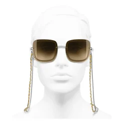 Chanel Sunglasses & Eyewear-- Square Sunglasses - Silver Yellow - Eyewear - Avvenice