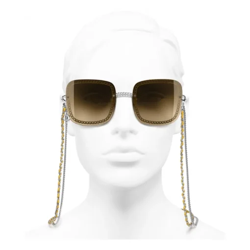 Chanel Sunglasses & Eyewear-- Square Sunglasses - Silver Yellow - Eyewear - Avvenice