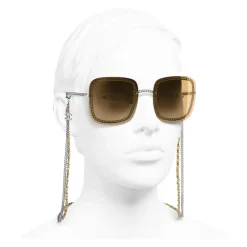 Chanel Sunglasses & Eyewear-- Square Sunglasses - Silver Yellow - Eyewear - Avvenice