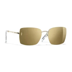 Chanel Sunglasses & Eyewear-- Square Sunglasses - Gold Glitter - Eyewear - Avvenice