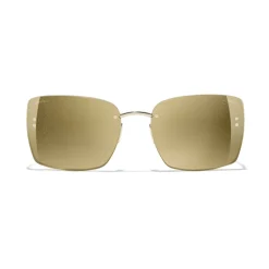 Chanel Sunglasses & Eyewear-- Square Sunglasses - Gold Glitter - Eyewear - Avvenice