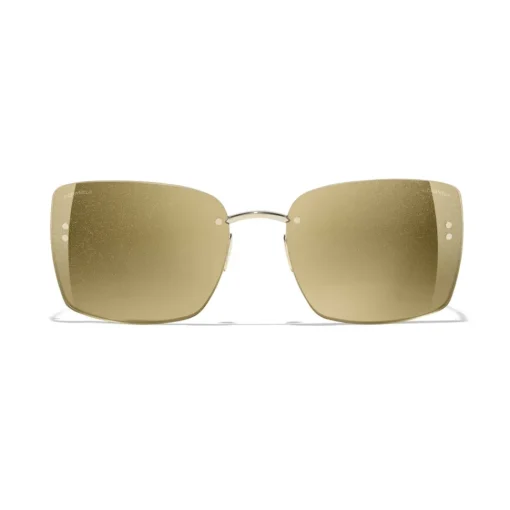 Chanel Sunglasses & Eyewear-- Square Sunglasses - Gold Glitter - Eyewear - Avvenice
