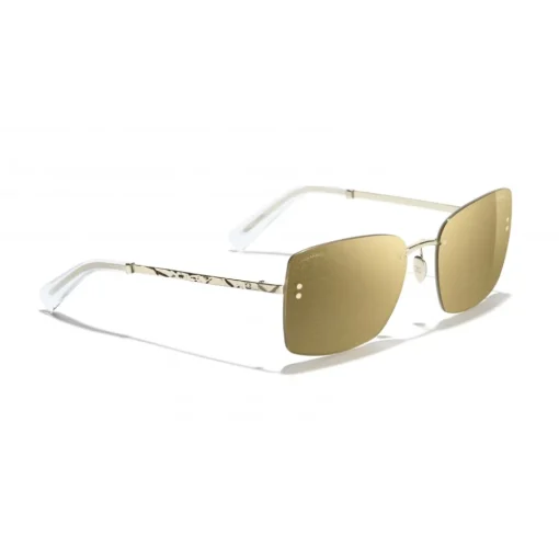 Chanel Sunglasses & Eyewear-- Square Sunglasses - Gold Glitter - Eyewear - Avvenice