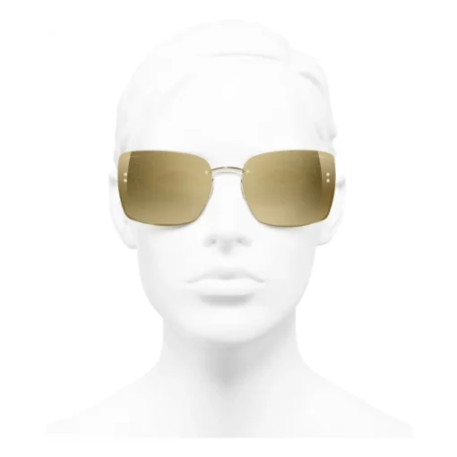 Chanel Sunglasses & Eyewear-- Square Sunglasses - Gold Glitter - Eyewear - Avvenice