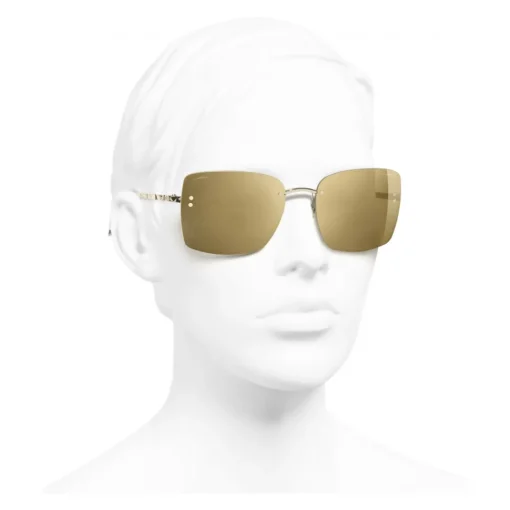 Chanel Sunglasses & Eyewear-- Square Sunglasses - Gold Glitter - Eyewear - Avvenice