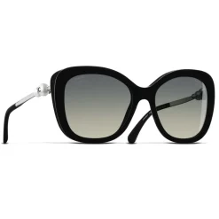 Chanel Sunglasses & Eyewear-- Square Sunglasses - Black Gray Gradient - Eyewear - Avvenice